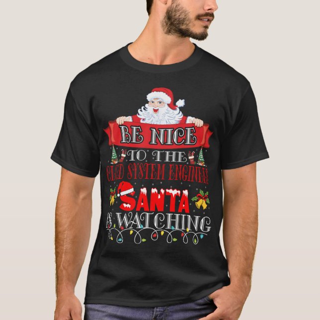 Christmas Santa Claus Cloud System Engineer Gift  T Shirt (Framsida)