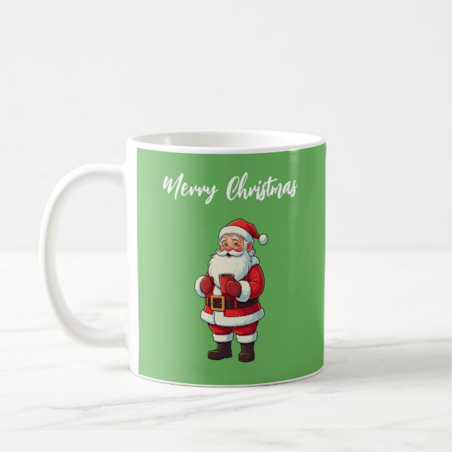 Christmas Santa Claus Drinking Hot Chocolate Kaffemugg (Vänster)