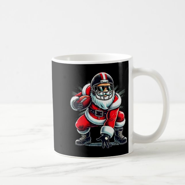 Christmas Santa Claus Football Lineman Quarterback Kaffemugg (Höger)