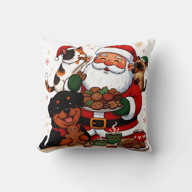 christmas, santa claus, holiday cookies, calico ca kudde (Framsida)