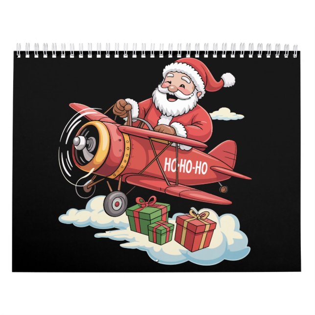 Christmas Santa Claus Pilot Flying Airplane Gift Kalender (Omslag)