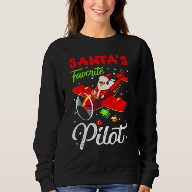 Christmas Santa Claus Pilot Flying Airplane T Shirt (Framsida)