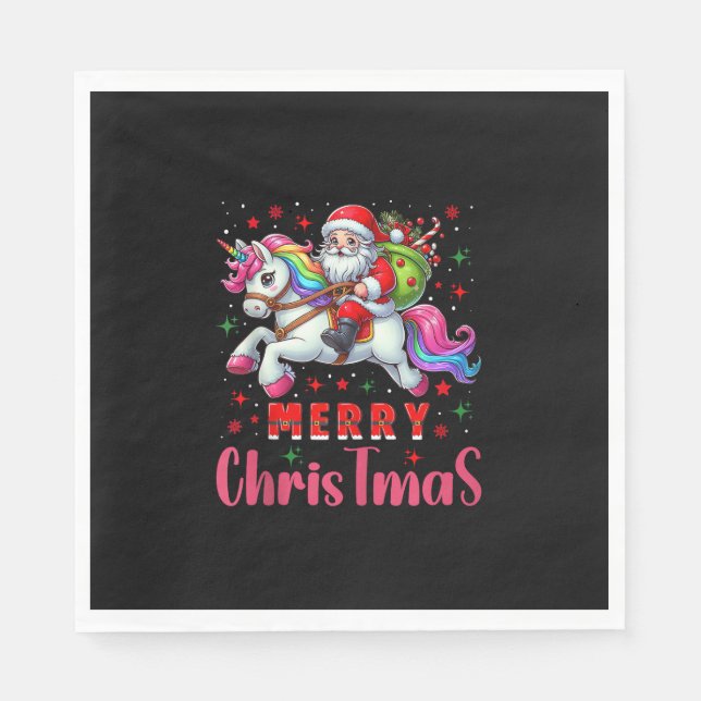 Christmas Santa Claus Riding a Unicorn Tank Top Pappersservett (Framsidan)