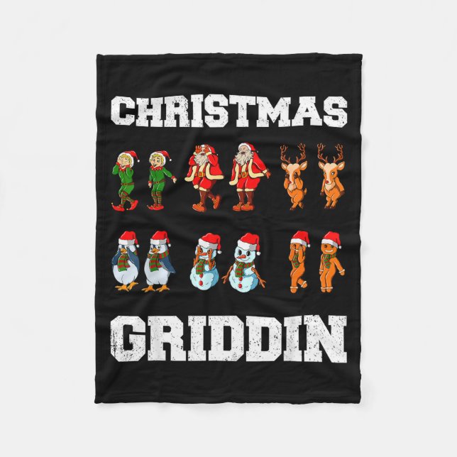 Christmas Santa Claus Snowman Reindeer Griddy Grid Fleecefilt (Framsidan)