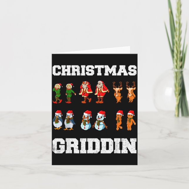 Christmas Santa Claus Snowman Reindeer Griddy Grid Kort (Framsida)