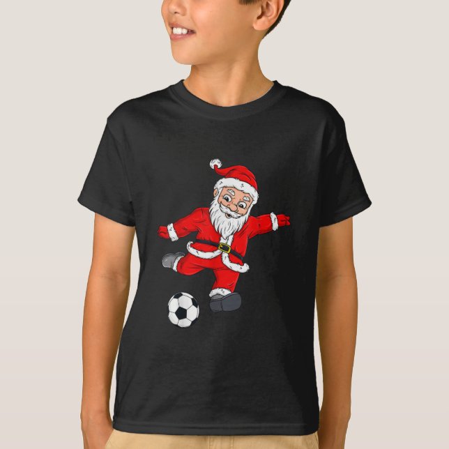 Christmas Santa Claus Soccer Ball  T Shirt (Framsida)