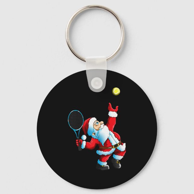 Christmas Santa Claus Tennis Game Tennis Racket  Nyckelring (Framsida)