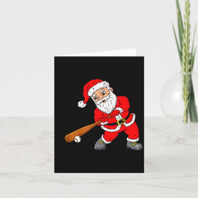 Christmas Santa Claus With Baseball Bat Boys Kids  Kort (Framsida)