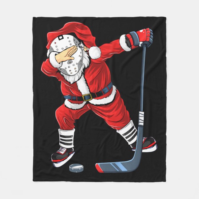 Christmas Santa Dabbing Hockey Player Boys Kids Da Fleecefilt (Framsidan)