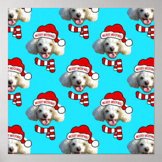 Christmas Santa Dog Custom Photo Pattern Poster