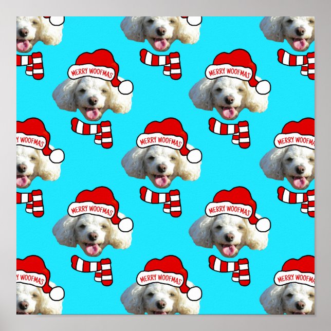 Christmas Santa Dog Custom Photo Pattern Poster (Framsidan)