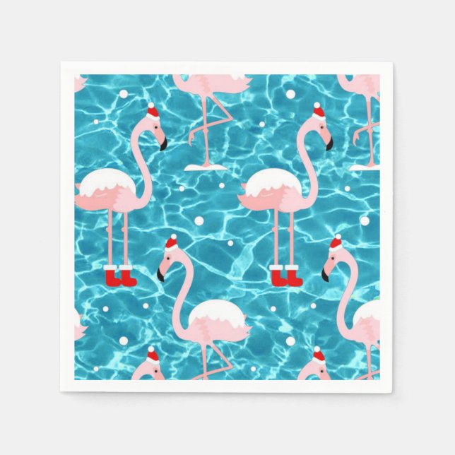 christmas Santa flamingo Pappersservett (Framsidan)