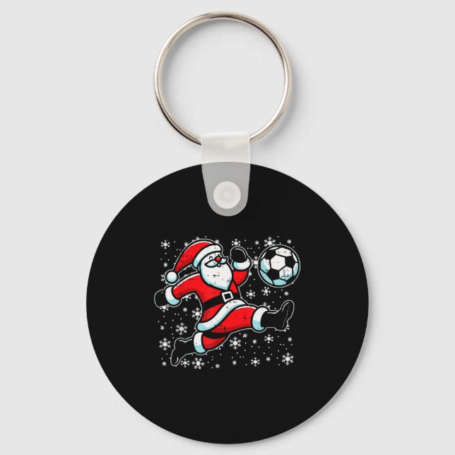 Christmas Santa Football Kick Xmas Soccer Men Boys Nyckelring (Framsida)