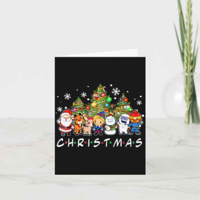 Christmas Santa Friends Rudolph Snowman Family Xma Kort (Framsida)