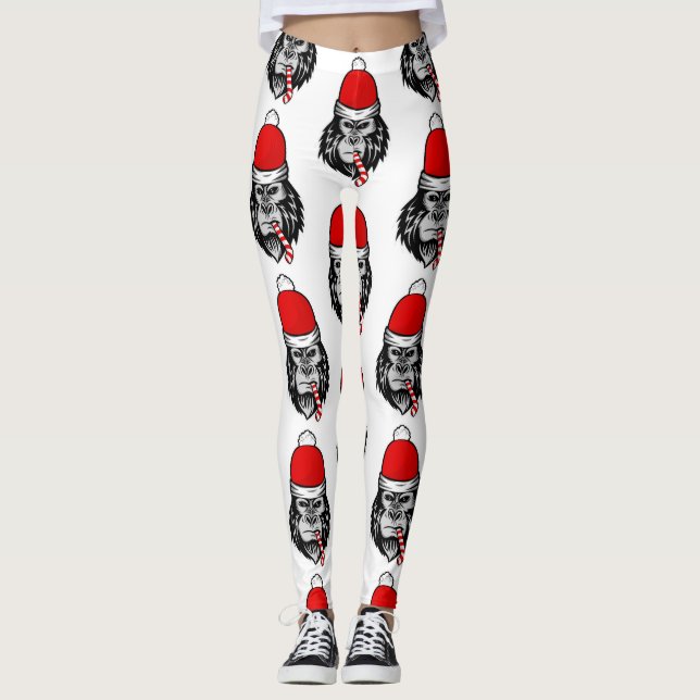 christmas Santa gorilla Leggings (Framsida)