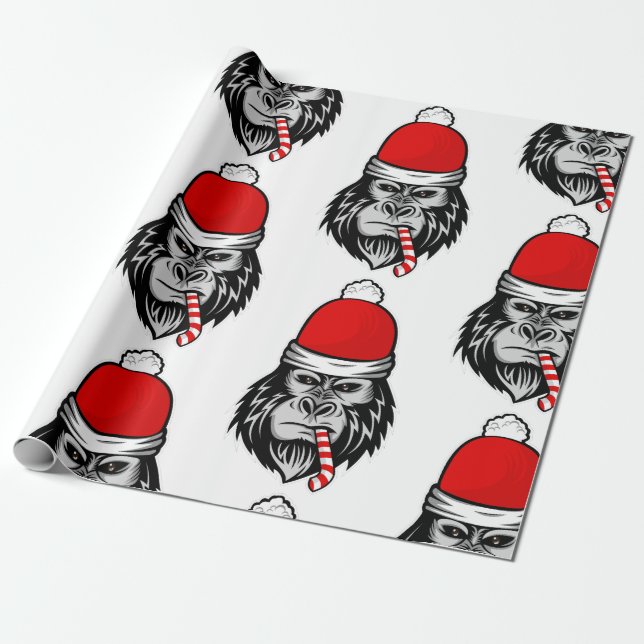 christmas Santa gorilla Presentpapper (Utrullad)