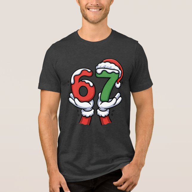 Christmas Santa Hand 67 6 7  T Shirt (Framsida)