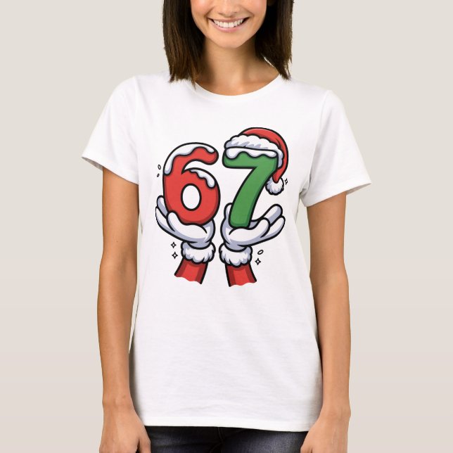 Christmas Santa Hand 67 6 7  T Shirt (Framsida)