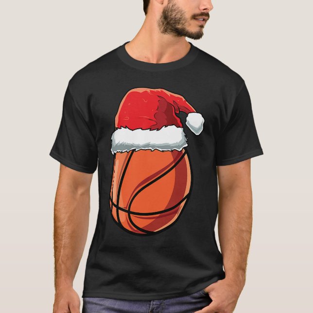 Christmas Santa Hat Basketball Player Funny Boys X T Shirt (Framsida)