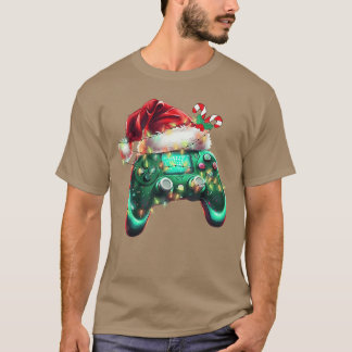 Christmas Santa Hat Gamer Controller Video Game Bo T Shirt