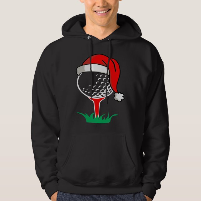 Christmas  santa hat golf ball  golfing gag hoodie (Framsida)