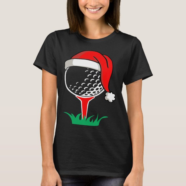 Christmas  santa hat golf ball  golfing gag t shirt (Framsida)