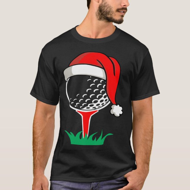 Christmas  santa hat golf ball  golfing gag t shirt (Framsida)