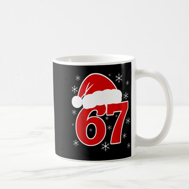 Christmas Santa Hat Six Seven 6 7 67 Meme Gen Alph Kaffemugg (Höger)