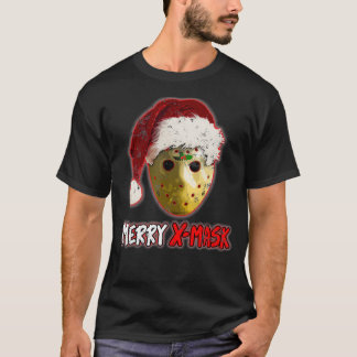 Christmas Santa Horror Hockey Mask XMask Funny Gif T Shirt
