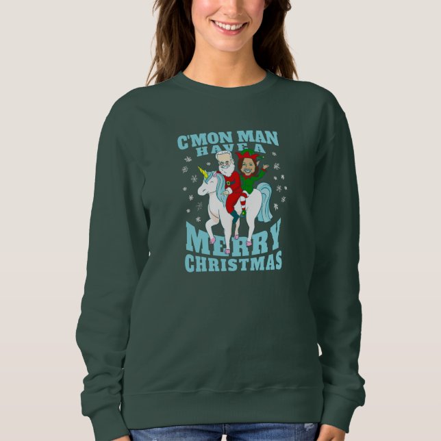 christmas Santa joe biden kamala harris unicorn T Shirt (Framsida)
