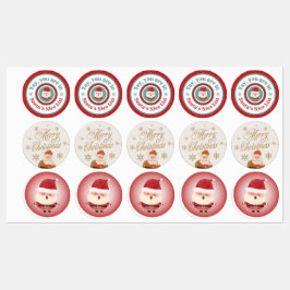 Christmas Santa Label Stickers Sheet
