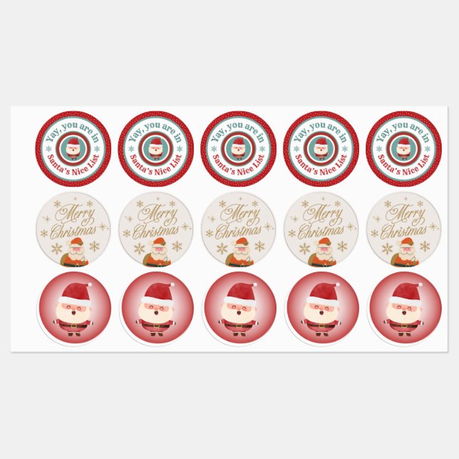 Christmas Santa Label Stickers Sheet (Ark)