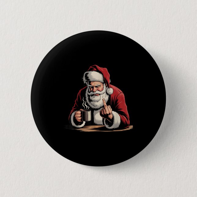 Christmas Santa Middle Finger Sarcastic Xmas Funny Knapp (Framsida)