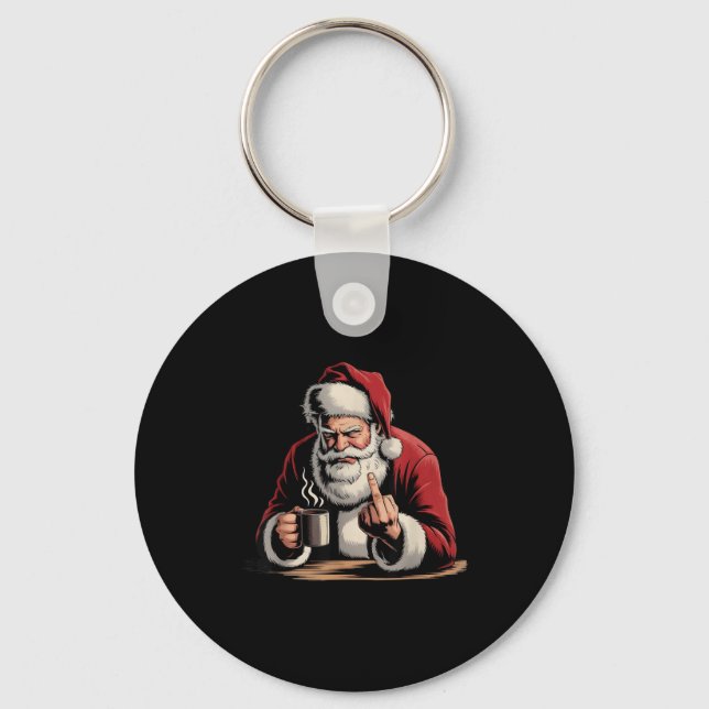 Christmas Santa Middle Finger Sarcastic Xmas Funny Nyckelring (Framsida)
