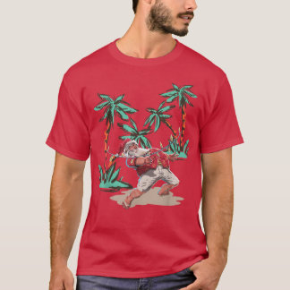 CHRISTMAS SANTA PÅ BEACH MED FAIRY LJUS T SHIRT