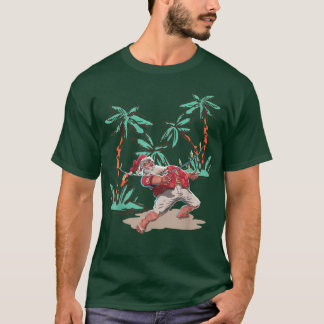 CHRISTMAS SANTA PÅ BEACH MED FAIRY LJUS T SHIRT