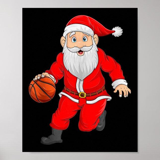 Christmas Santa Playing Basketball Xmas Funny Srts Poster (Framsidan)