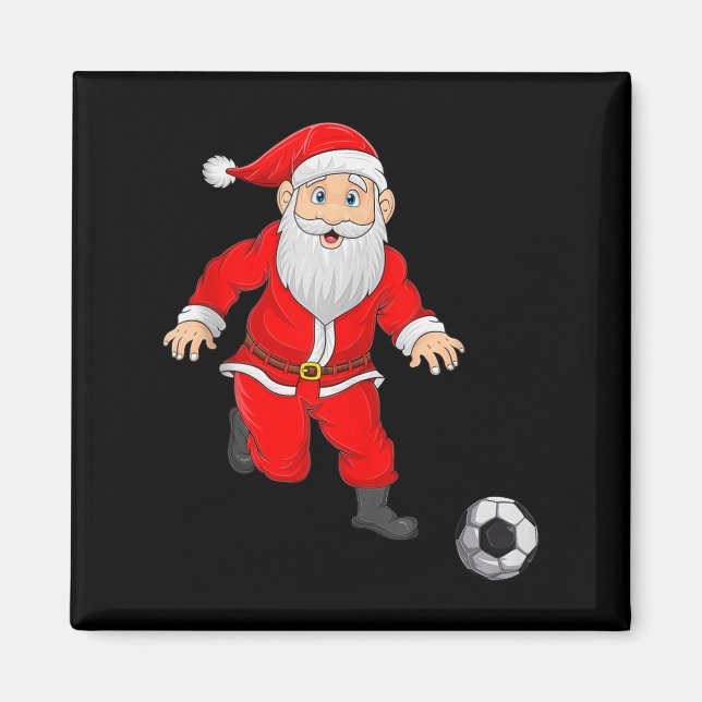 Christmas Santa Playing Soccer Football Xmas Srts  Magnet (Framsidan)