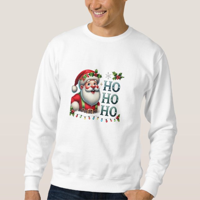 Christmas Santa Print T-Shirt Lång Ärmad Tröja (Framsida)