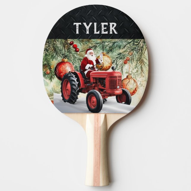 Christmas Santa Red Tractor Festive Jolly Pingisracket (Framsidan)