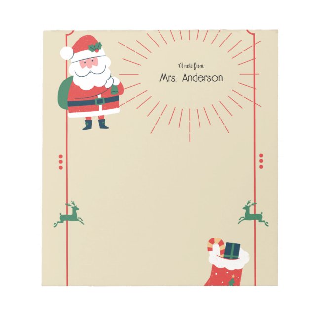 Christmas Santa & Reindeer Boho Notepad Anteckningsblock (Framsida)