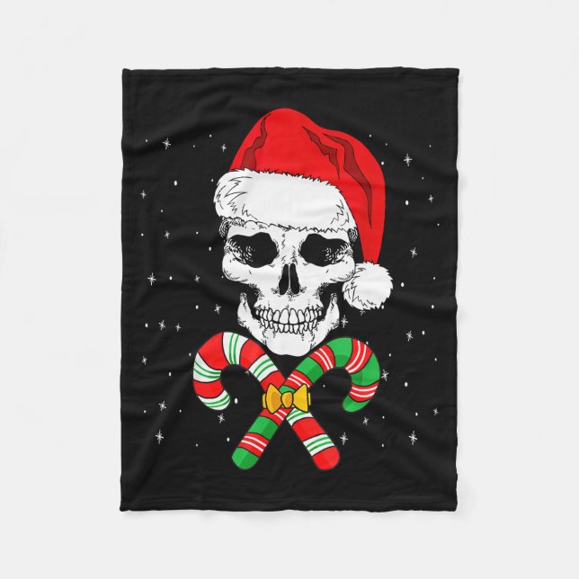 Christmas Santa Skull Xmas Candy Skull Wearing San Fleecefilt (Framsidan)