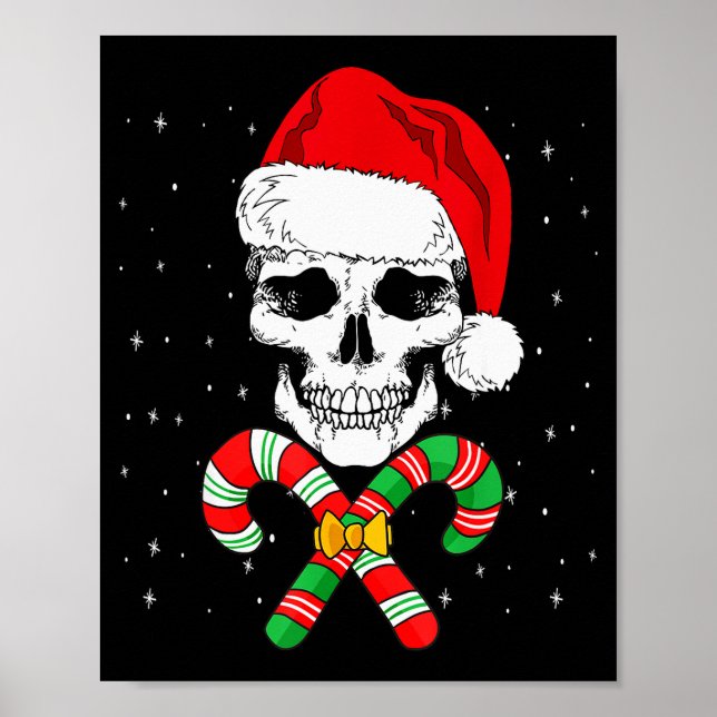 Christmas Santa Skull Xmas Candy Skull Wearing San Poster (Framsidan)
