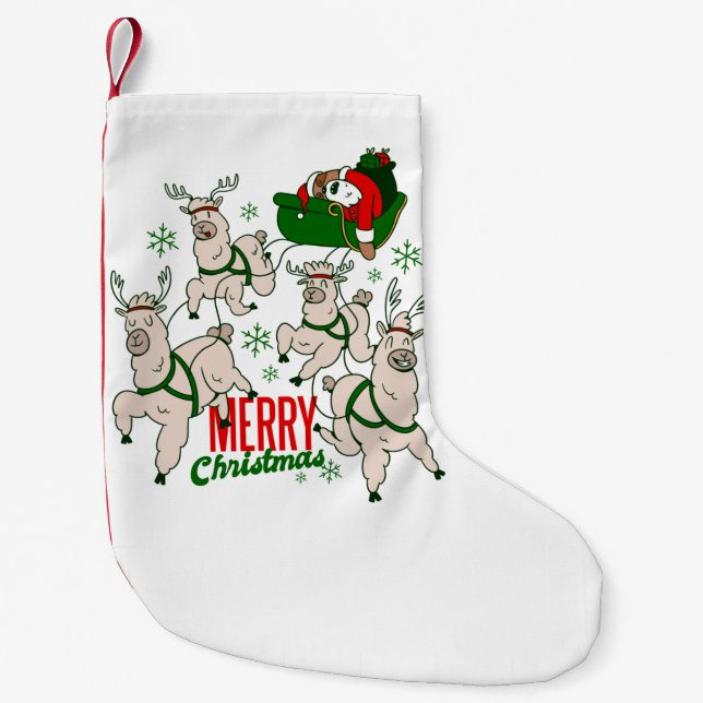 christmas Santa sloth llamas Liten Julstrumpa (Framsidan)