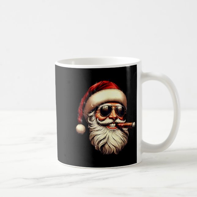 Christmas Santa Smoking Cigar With Sungl Cigar Smo Kaffemugg (Höger)