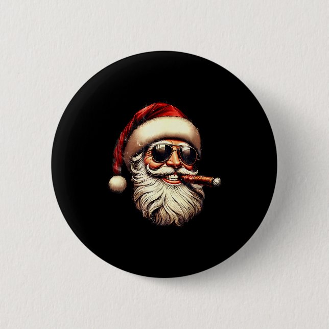 Christmas Santa Smoking Cigar With Sungl Cigar Smo Knapp (Framsida)
