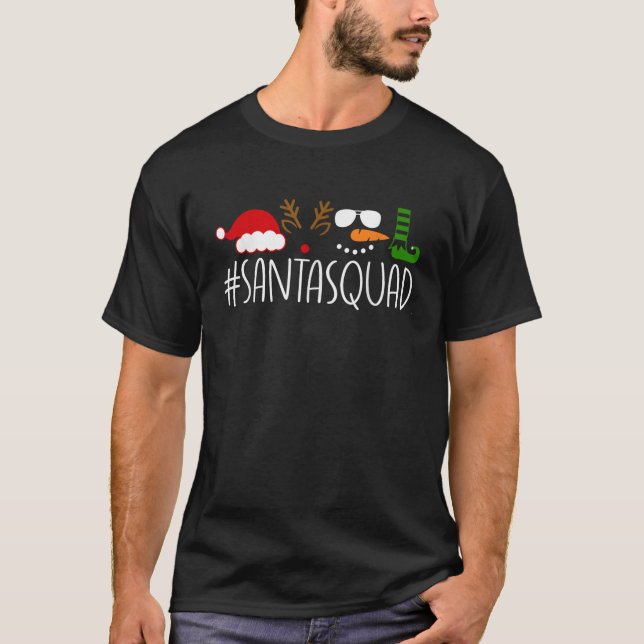 Christmas Santa Squad Reindeer Elf Snowman Friends T Shirt (Framsida)