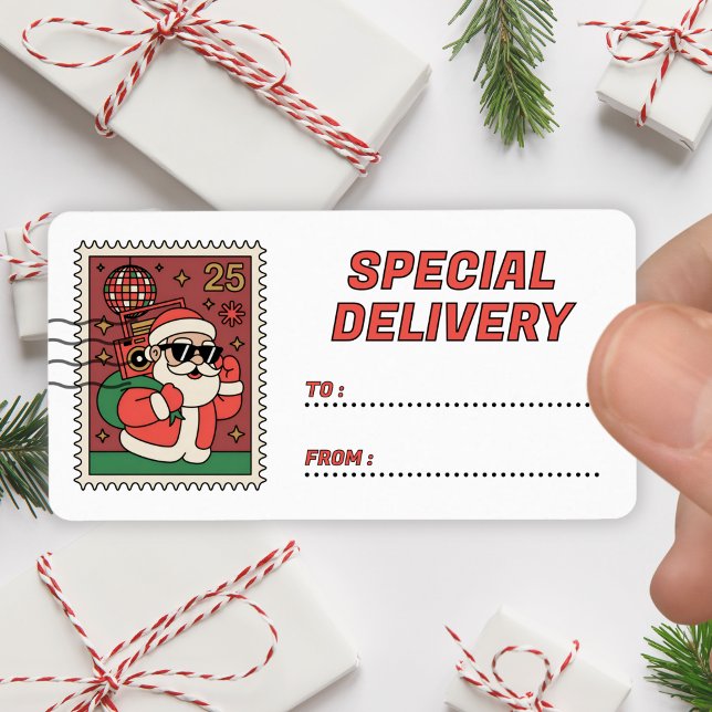 Christmas Santa Stamp Special Delivery Sticker Adressetikett (Skapare uppladdad)