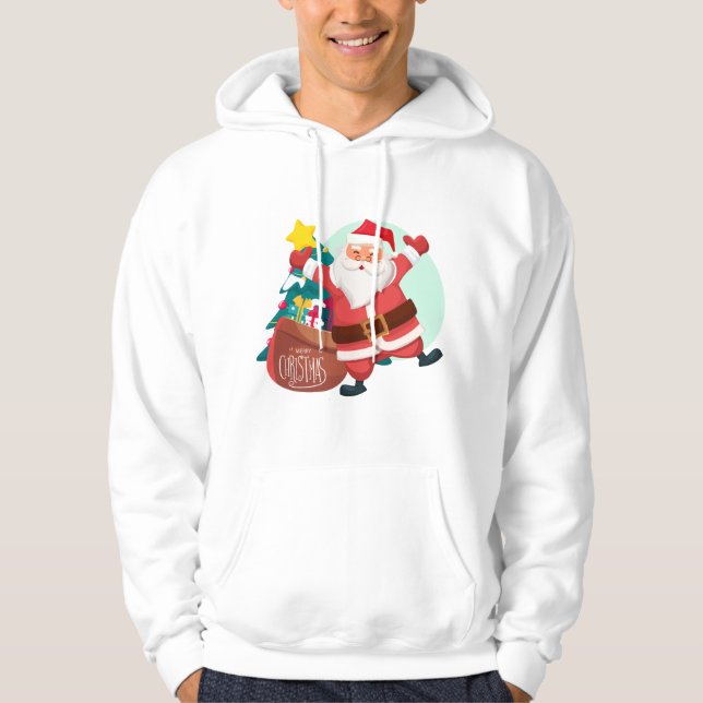 christmas Santa & träd Hoodie (Framsida)
