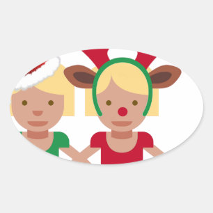 christmas Santa twillingars emoji Ovalt Klistermärke